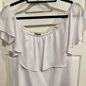 Show Me Your Mumu White Ruffle top